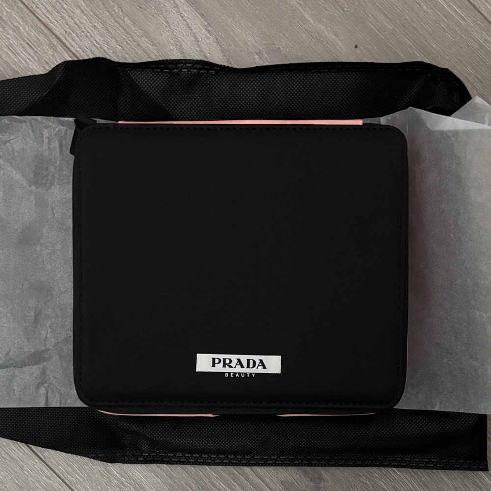 Prada New Black and Pink Toiletry Bag Cosmetics Case
